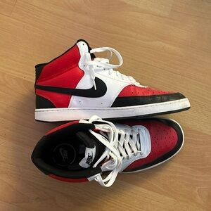Men’s Nike Court Vision Mid’s Sneaker - White Red Black